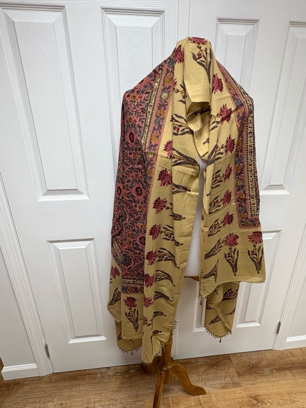 Indian Hand Block Print Cotton Scarf or Sarong - 72" x 41"- NEW in Bag.